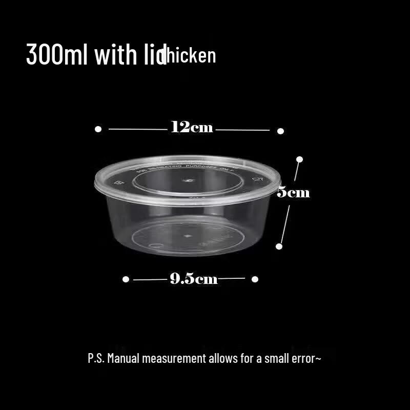 Transparent Round Disposable Plastic Meal Prep Containers with Lids