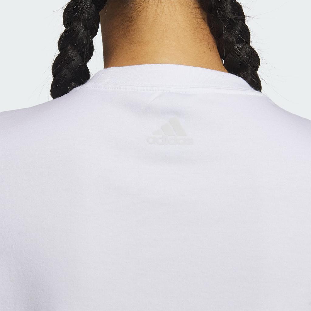 Adidas Letter Print Sports Casual Short Sleeve T-Shirt Women Tops White IS4946