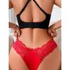 1pcs Lace Sexy Women G-string Low Rise Red Perspective Floral Panties Breathable Intimate Lingerie Ladies Thongs Underwear