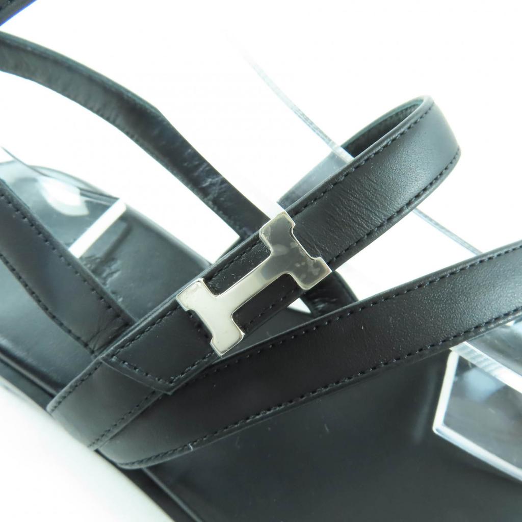 Excellent HERMES Sandals Harmony HMetal Leather Strap black leather Women 36.5 Used
