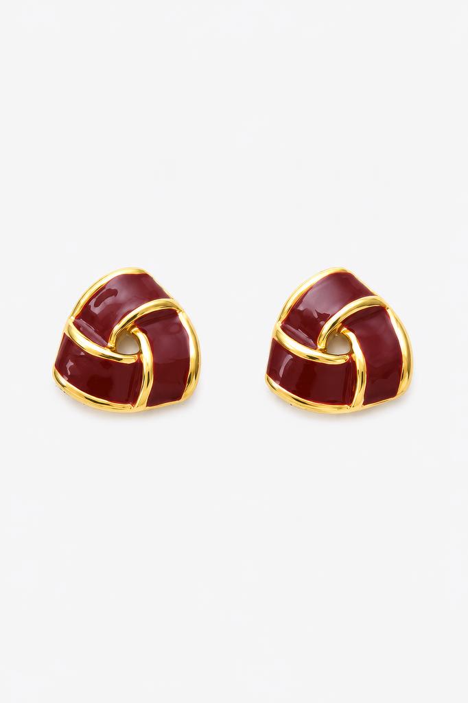 Brincos Elegantes em Vermelho com Dourado