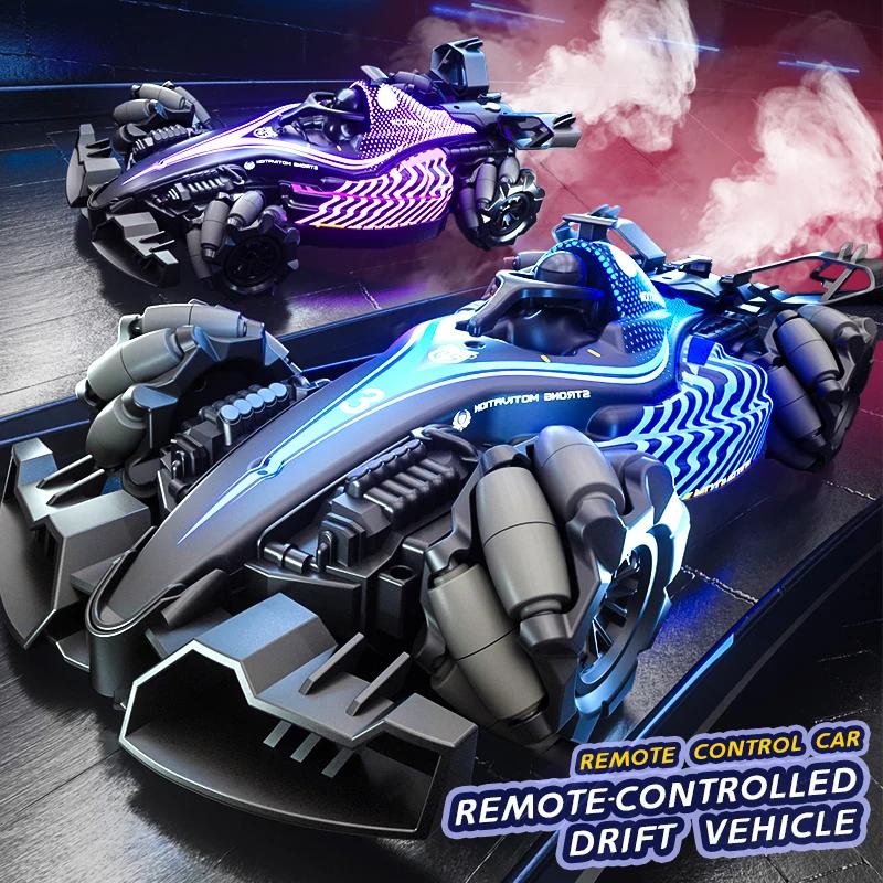 2.4G Rc Spray Drift Stunt Car 4Ch Lights Sound Effect Dual Remote Control High Speed Vehicle Competitive Game Kids Toys Boy Gift