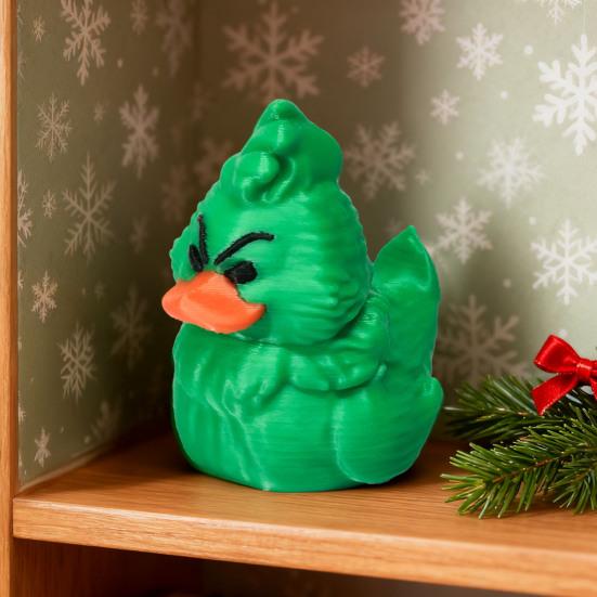 Green Christmas Duck Figurine Collectible Mini Duck Ornament Xmas Centerpiece Duck Figure for Holiday Tables Shelves Decoration