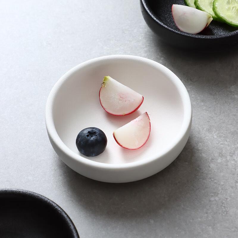 RuHan Nordic Ceramic Matte Black Small Round Seasoning Dish (Set of 2)