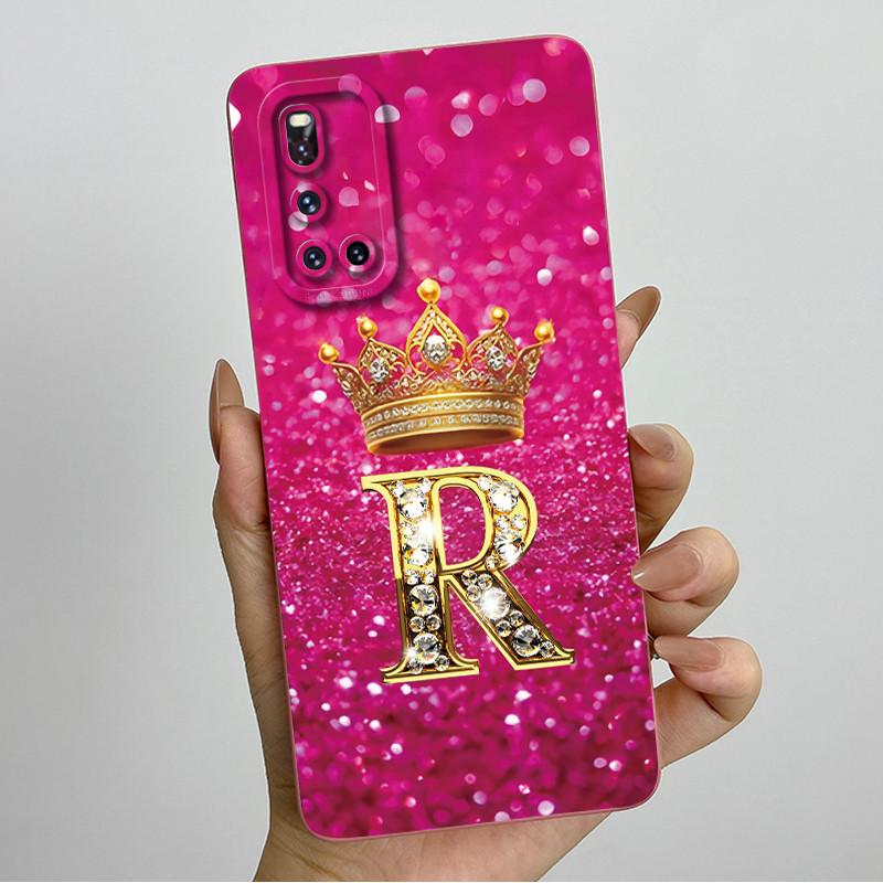 For Vivo V19 1933 Case Luxury Crown Letters Couple Liquid Silicone Soft Phone Cases For Vivo V 19 Camera Protection Back Cover
