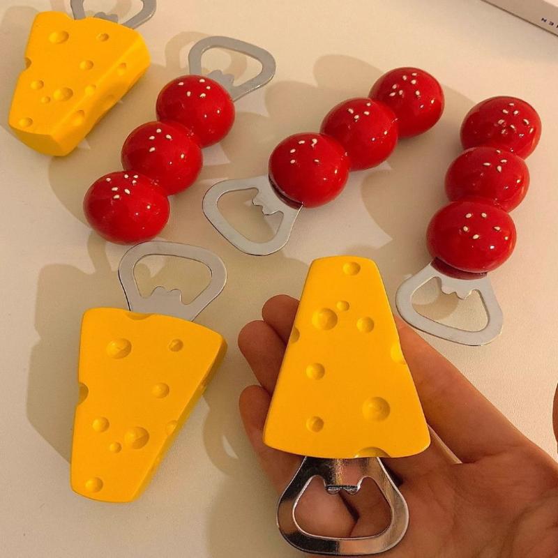 1Pcs Cute Beer Opener Kawaii Candied Haws Cheese Refrigerator Magnets Home Decor Kitchen Gadgets Cute Bottle Opener Key Chain