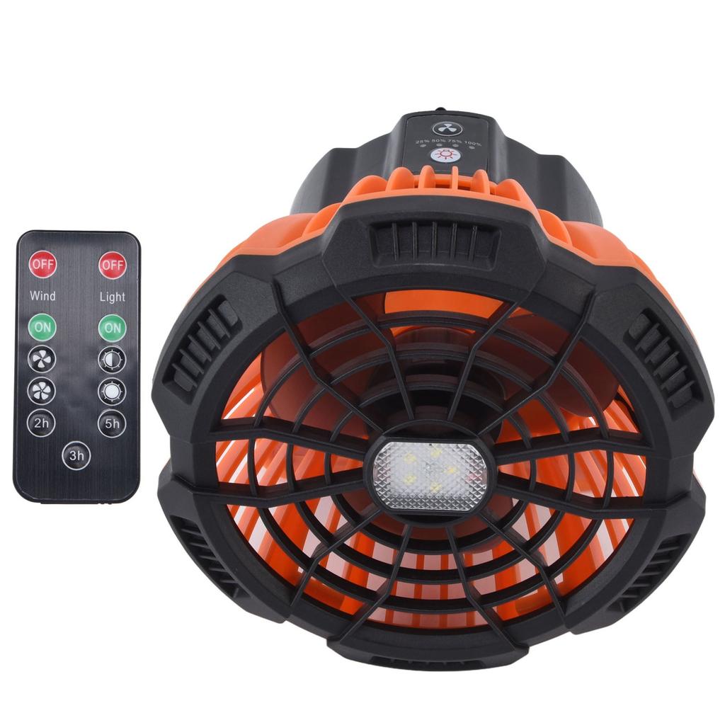 Campingventilator mit Licht Leise USB-Aufladung 180 Grad Drehung Tragbares Hakendesign 5 LED-Ventilator für Zelt