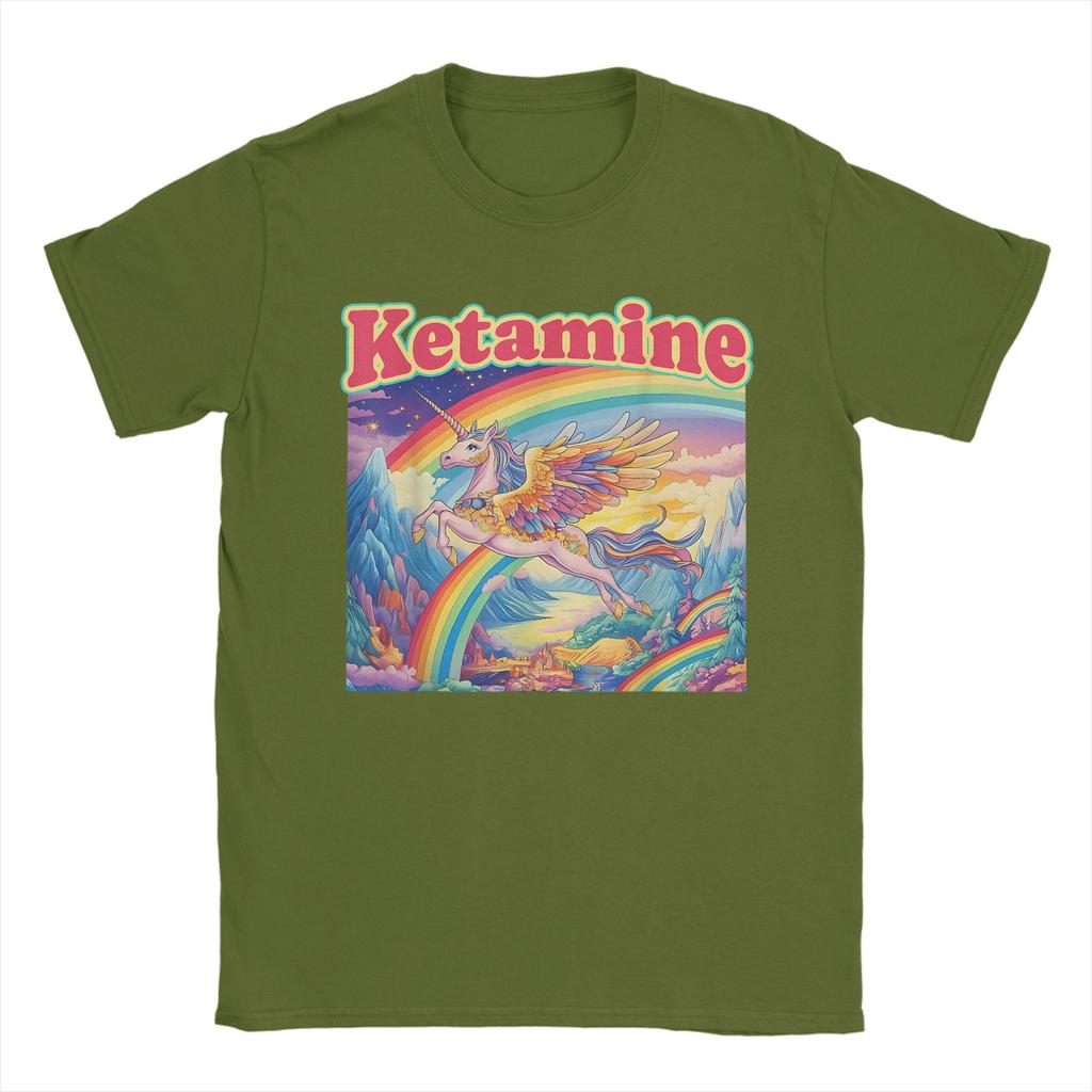 Funny Ketamine Horse Unicorn Emergency Rainbow 100 Cotton T Shirt For Men Summer TShirts Breathable Tee Shirt Oversize Clothing