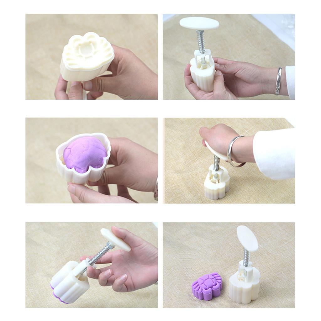 Hand-Pressure Moon Cake Mold Snow Lotus Flower Cookie Stamps Moon Cake Makers Mid-Autumn Festival DIY Pastry Tool