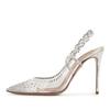 Star style Luxury Crystal Transparent PVC Women Pumps Weave Autumn Slingbacks Stiletto High heels Wedding Bridal Shoes