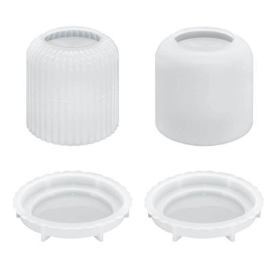 2 Stück Kerzentassen-Silikonform mit Deckel, Silikon-Tonformen, Blumentopf-Formen, Einzigartige Betonformen zum Handanfertigen