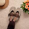 Korean version of round head one-word buckle strap single shoes comfortable retro fashionable shallow mouth Mary Jane single shoes 2025 spring and