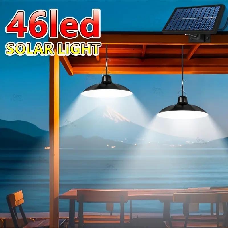 A New  Super Bright Split Dual Heads Solar Pendant Light Household Indoor Solar Light and Outdoor Solar Panel For Camping Garden