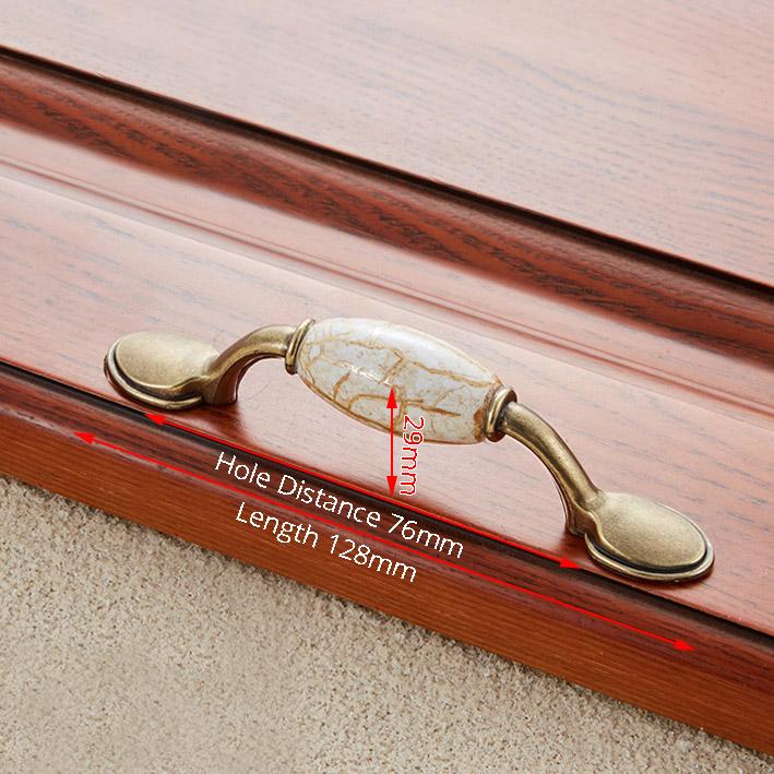 NAIERDI Antique Bronze Ceramic Cabinet Handles Zinc Alloy Drawer Knobs Wardrobe Door Handles Morning Glory European Handle