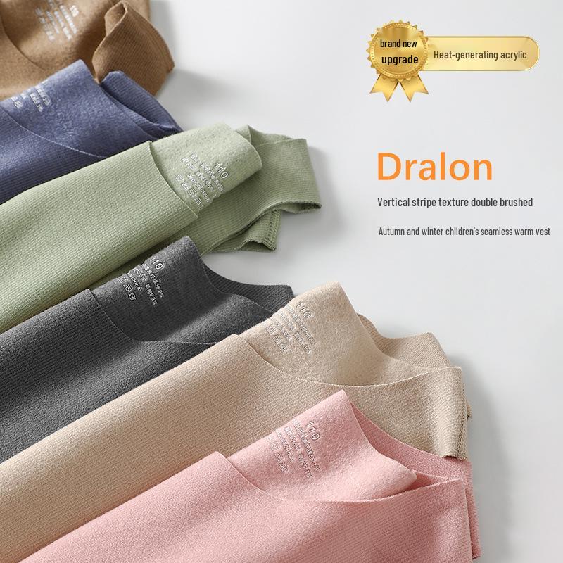 New Children's Fleece-Lined Vest: A-Class Warmth, Round Neck, Brushed Inner Layer for Autumn/Winter.