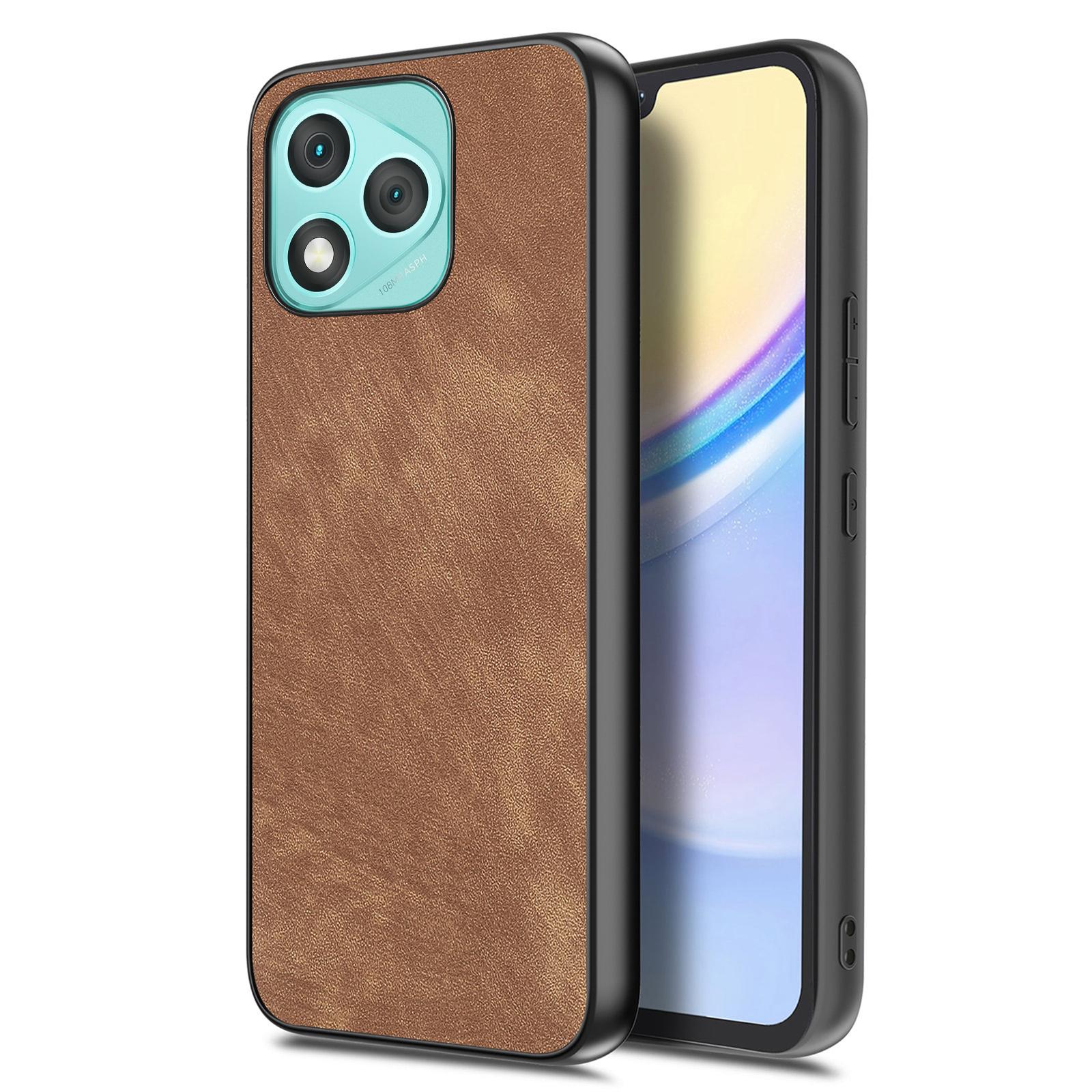 

For Honor 400 Lite Case Shockproof Slim Retro Leather Phone Back Cover Brown