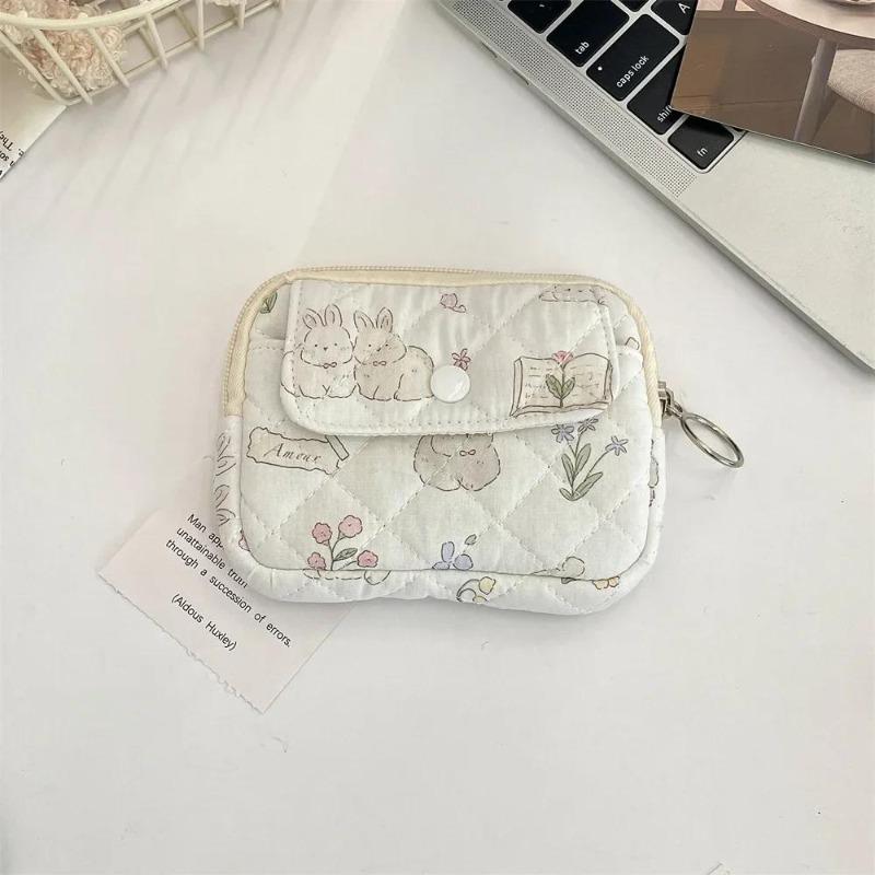 Cute Cartoon Floral Quilting Document Storage Bag Card Wallet Coin Purse ID Card Holder Driver's License Holder Badge Holder