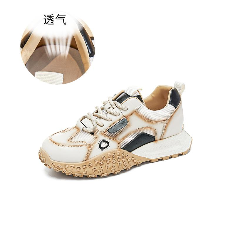 Leather dad shoes 2026 spring and summer platform heightening breathable sports shoes retro casual Forrest Gump shoes