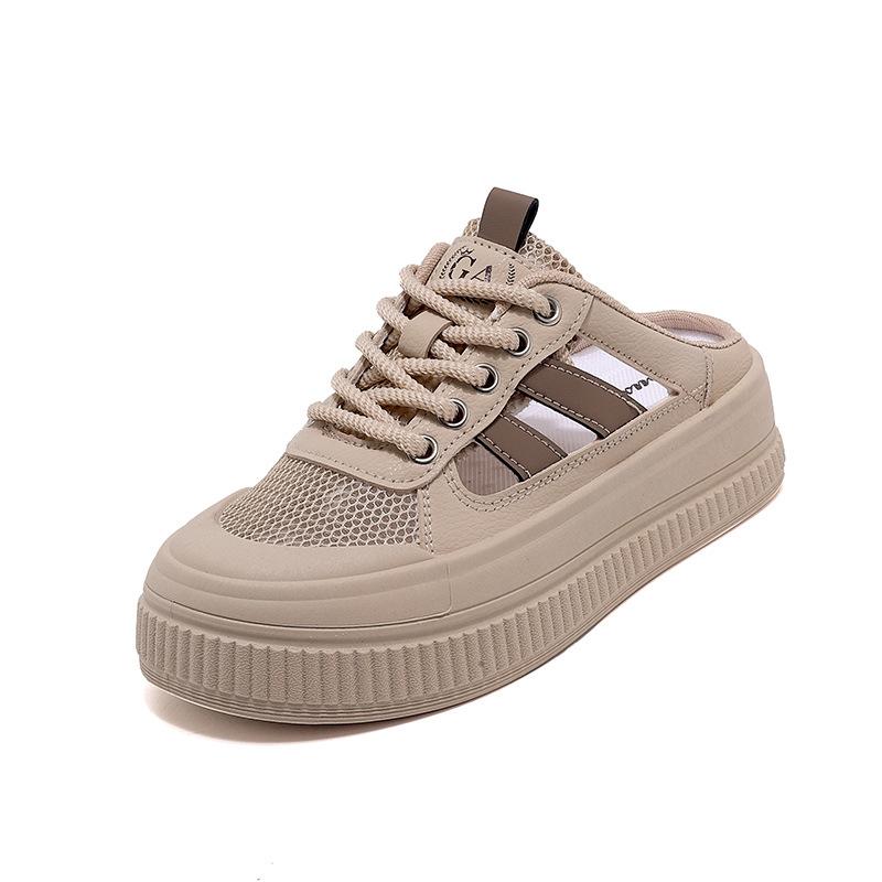Korean version of the new summer half-tray white shoes for women's ins breathable student height-increasing casual shoes for women's street shooting