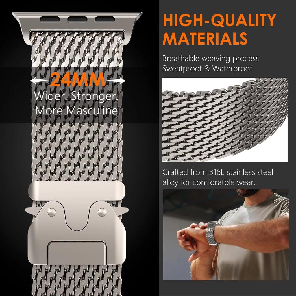 straps for Apple Watch series 10 band 46mm 40mm 44mm 45mm 41mm 49 42mm Milanese Loop Bracelet correa iWatch 9 8 7 6 se Ultra 2 3