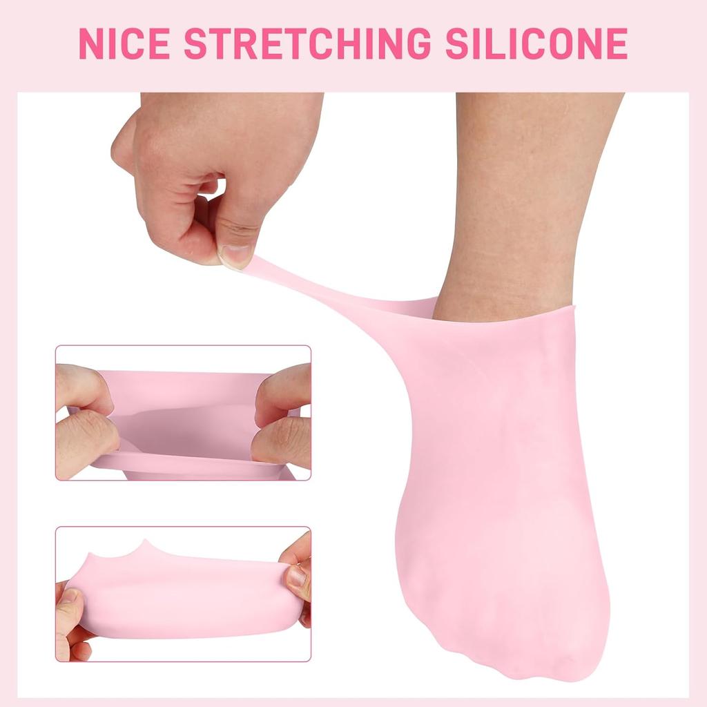 5 par silikonsokker for kvinner, fuktighetsgivende silikonsokker for tørre sprukne føtter kvinne, silikon fotsokker for myk fotpleie
