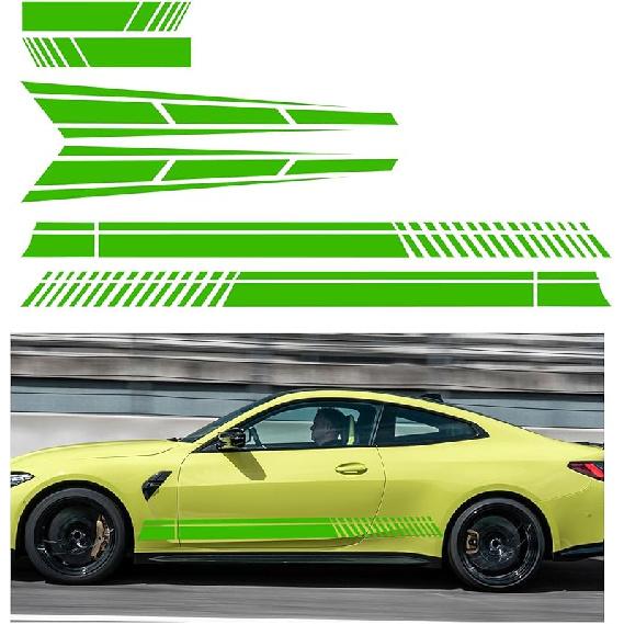 Augeny 6PCS Car Hood & Side Stripe Decals, Modified Auto Rearview Mirror Decal, Universal Graphic Stripe Decor For Car Skirt Roof Bumper (Style1,