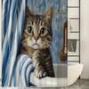 1/4 buc. Set Perdea de Duș Impermeabilă cu Model Pisică Drăguță de Lux Set Decorativ pentru Baie Covor Antiderapant Husă pentru Toaletă Covoraș de Baie și 12 Cârlige