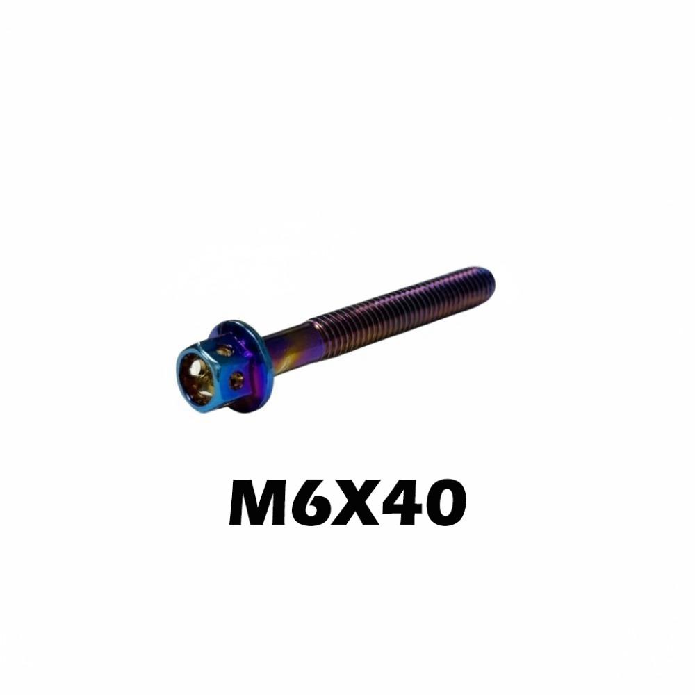 High Quality M6 Titanium Bolt With Drilled Holes Blue Hex Head Screws 10/15/20/25/30/35/40/45/50/60 Titanium Screws Motorcycle