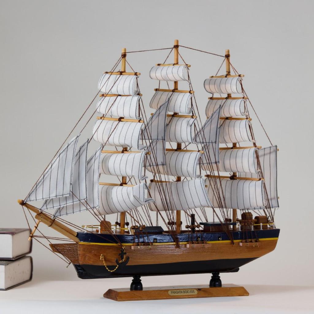 Smooth Sailing Solid Wood Large Sailboat Model: Living Room Decoration, Wedding & Housewarming Gift.