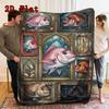 Marine Life 2D Flat Pattern Flannel Blanket, High quality All Seasons, Home Decor, Warmth and Comfort, Perfect for Christmas Gifts.