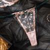 European & American Cross-Border Women's Sexy Bra Set with Card Pattern Embroidery, Transparent Lace, and Underwire Push-Up Design.