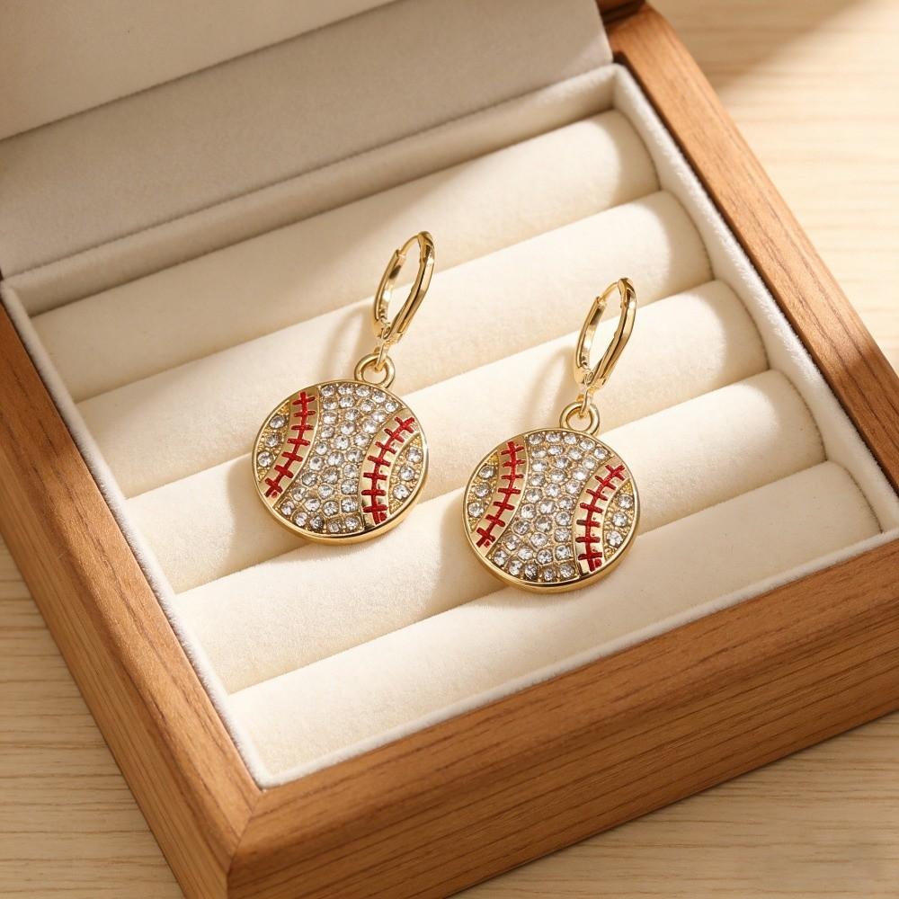 Baseball Sporty Zinc Zinc Alloy Stud Earrings Rhinestone Ear Pendant Jewelry Athletes Sports Fans