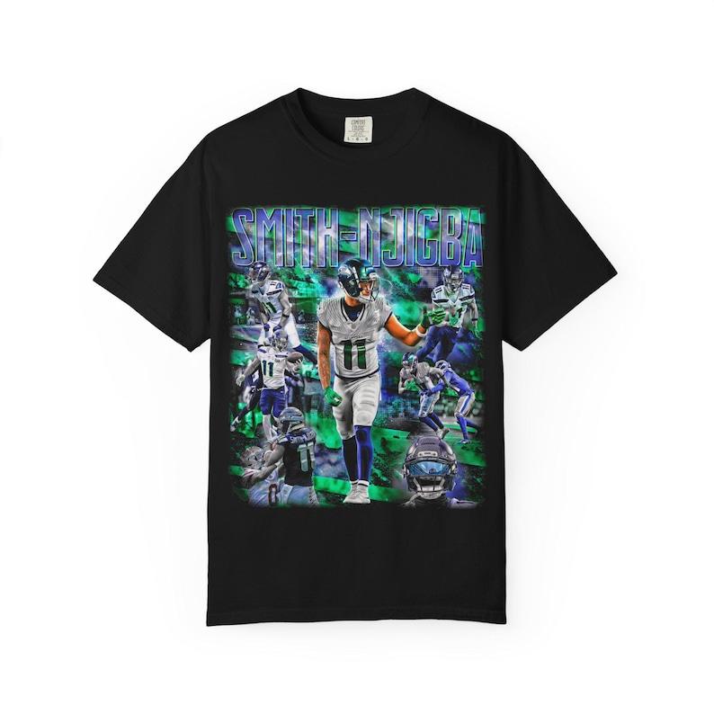 Jaxon Smith-Njigba 11 Seattle Football Collage Maglietta Unisex Stile Vintage Maglietta Grafica