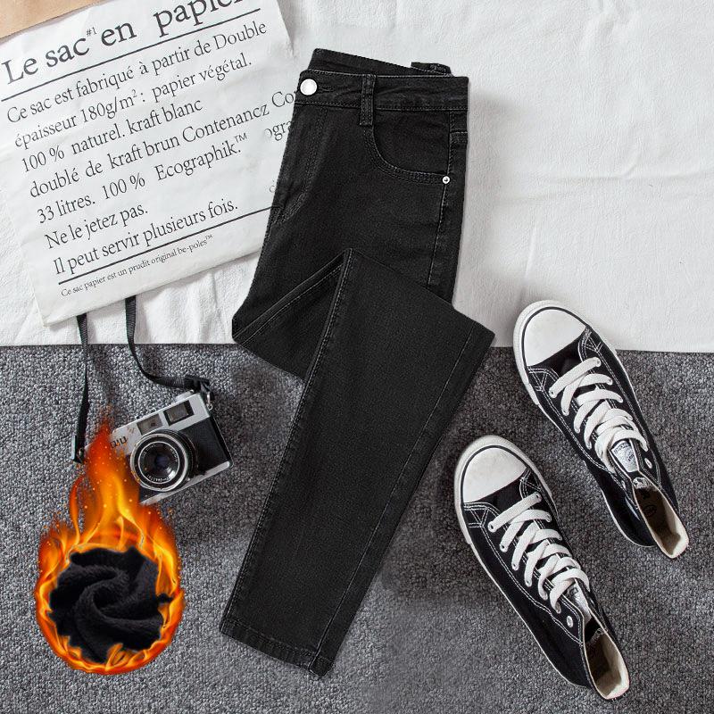 

Women s High-Waisted Elastic Velvet-Lined Jeans - Warm, Slim Fit, Flattering, Versatile, and Tight Pencil Leg Pants 29