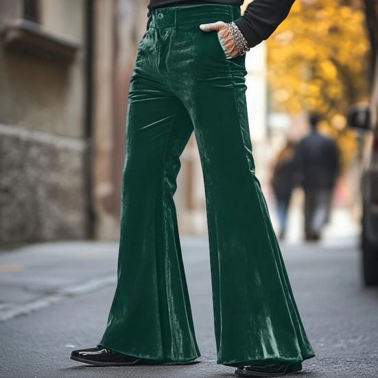 Pánské kalhoty se zvonovým spodkem sametové kalhoty retro styl 70. let disco outfit ležérní volný střih na párty kalhoty s pouličním lemem pro každodenní párty v kanceláři