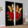 2D flat printing 2pcs Curtain Window Drapes Valentine's Roses and Butterflies Digital Printed Polyester Drapes Family Party