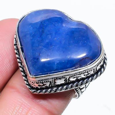 Natürlicher Lapislazuli Edelstein Handgefertigt 925 Sterling Silber Ring Größe 8 q8f51