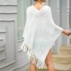 Moda damska Temperament Casual Hair Ball Fringe Cape Sweter Bucket Coat