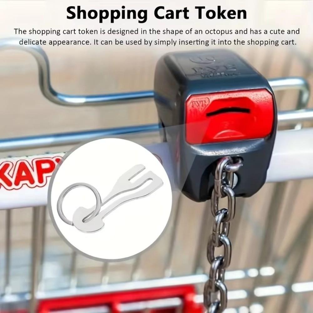 Anti-loss Trolley Token Keychain Zinc Zinc Alloy Removable Release Keyring Shopping Cart Token  Retail Stores