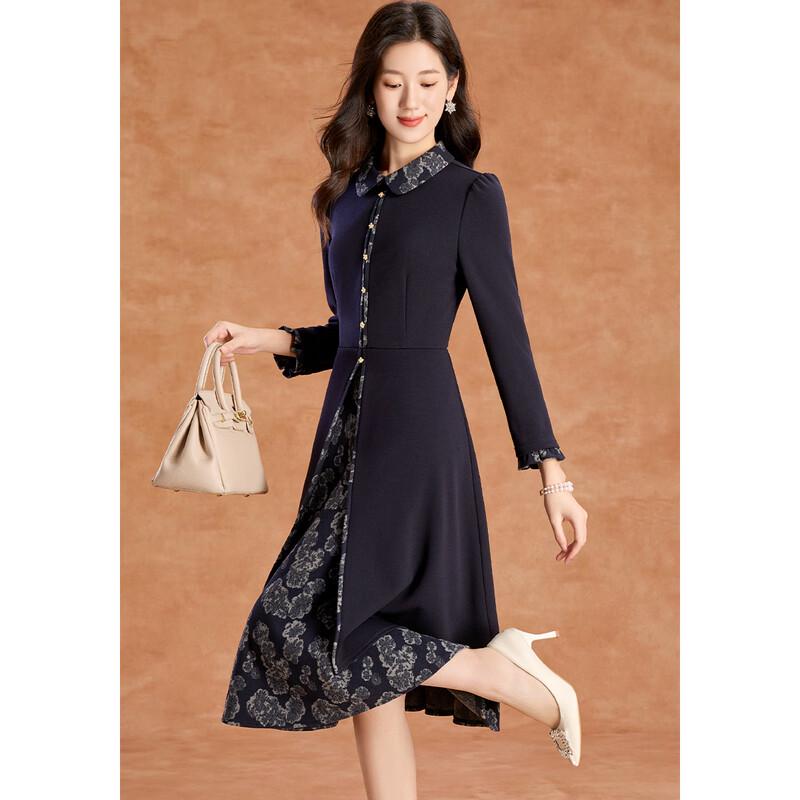 Women's Vintage Elegant Printed Lapel A-Line Dress