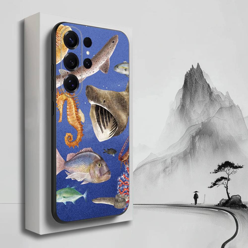 

Fish illustration Sardines Phone Case For Samsung S25,S24,S23,S22,S21,S20,S10,Ultra,Plus,Lite,FE,Soft Silicone Black Cover Samsung S30Ultra5G