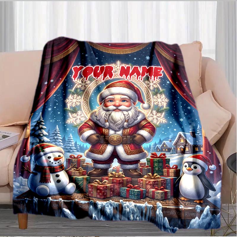 1PC Custom Name Christmas Magic Scene Blanket Versatile,all-season Throw Suitable for the Living Room,bedroom,camping,travel,and Gift
