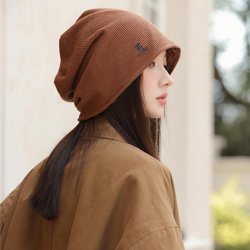Autumn and Winter Hats Women's Casual Versatile Stacking Hats Big Head Circumference Showing Face Small Headgear Warm Cold Hats