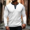 Retro Men'S Outdoor Loose Autumn Hoodie Casual Long Sleeved Henley Collar Top Shirt Cardigan
