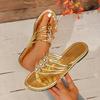 Fashion Women Slippers Plus Size Flip Flops 2025 New Summer Outdoor Slippers Shiny Rhinestone Shoes Clip Toe Flat Sandals Slides Women