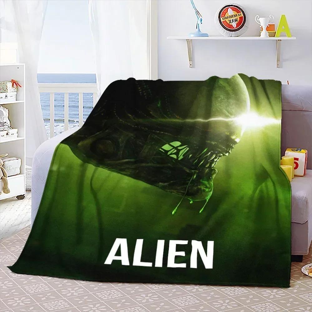 Weiche Überwurfdecke aus dem Film „Aliens“, Weltraummonster, bedruckt, Tagesdecke, Sofa-Couch-Bezüge, Reise-Camping-Decke, Geschenk für Kinder und Erwachsene