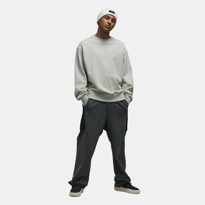 Y-3 Loose Casual Pullover Sweatshirt Ribbed Crew Neck Solid Basic Long Sleeve Unisex sweatshirt Light-Gray IP7694