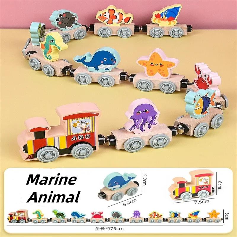 Kids Magnetic Wooden Train Learning Numbers Color Train Set Puzzle Toys for Boys Girls Birthday Xmas Gift