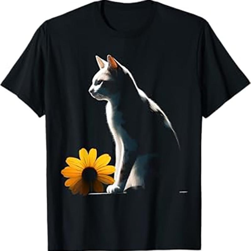 

Cat Flower Illustration Golden Flower Unisex Heavy Cotton Tee S разноцветный