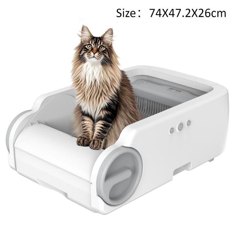 

Smart Cat Litter Box Automatic Cats Sandbox Safety Self-cleaning Cats Kitten Litter Tray Stainless Steel Base Pet Kittens Toilet US
